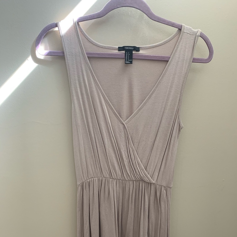 Beige deep v dress